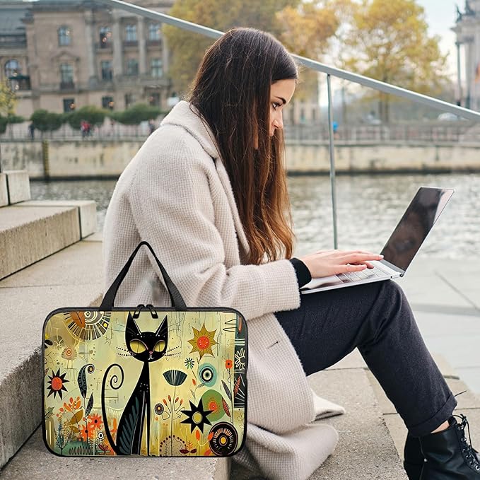 Laptop Sleeve Case Bag 15 inch, Graffiti Cat Slim Carrying Case Durable Handbag Travel Laptop Bag for 15 inch MacBook Air M3/M2/15 Pro/Surface Laptop 7/6/5/4/3/ Dell XPS 15 Plus