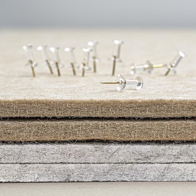 Bulletin Board, 36 x 24 inches Felt Board - Decorative Pin Board, Cork Board Alternative for Wall, 3' x 2' Foldable Picture Board Self-Adhesive Vision Board with 20 Pushpins - Marble White-DeskLoop Office