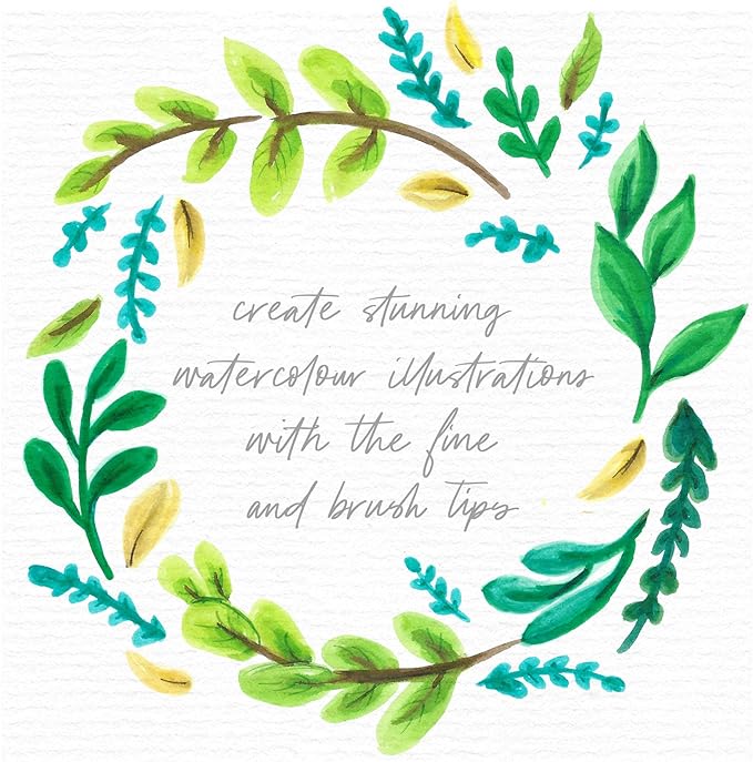 Primrosia 60 Dual Tip Marker Pens, Fineliner and Watercolor Brush Pens for Art Sketching Illustration Calligraphy Permanent Highlighter Bullet Journal Drawing Coloring-DeskLoop Office