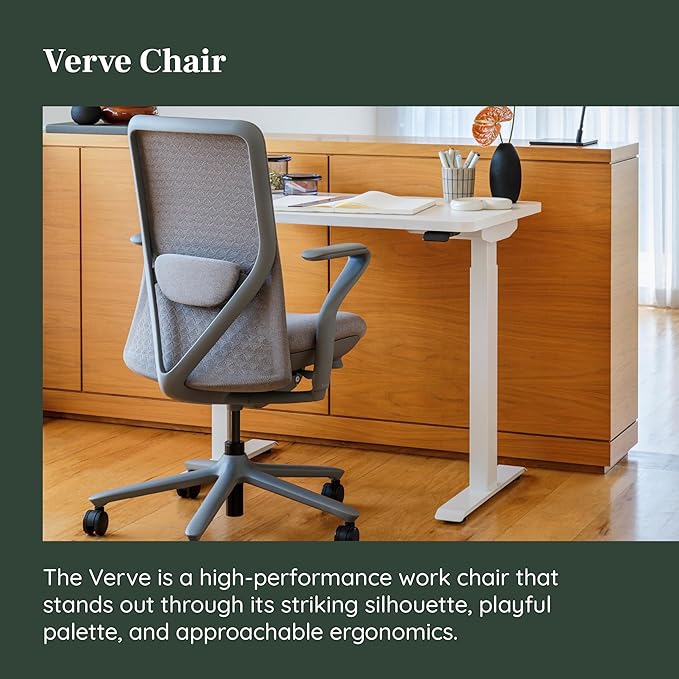 Branch Verve Chair - High Performance Executive Office Chair with Contoured Seat Back and Adjustable Lumbar Rest - High Density Foam Cushion with Aluminum Base - Up to 275 lbs - Lunar-DeskLoop Office