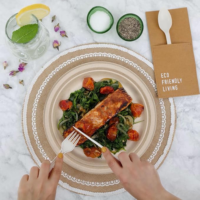150PCS 100% Compostable Brown Paper Plate, Heavy Duty Disposable Plates - Image 7
