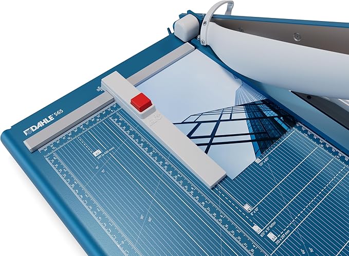 Dahle 565 Premium Guillotine Trimmer, 15" Cut Length, 35 Sheet Capacity, Self-Sharpening Blade, Automatic Clamp, w/Safety Guard-DeskLoop Office