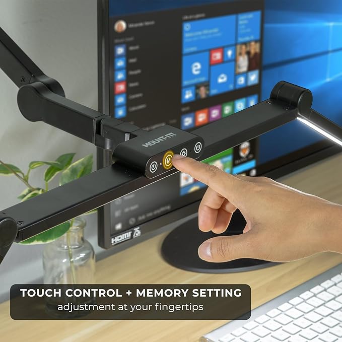 Mount-It! LED Desk Lamp with Adjustable Swing Arms and Clamp Base, Touch Control, Stepless Dimming, and 5 Color Temperatures, Eye-Caring Lighting for Work, Study, and Crafting-DeskLoop Office