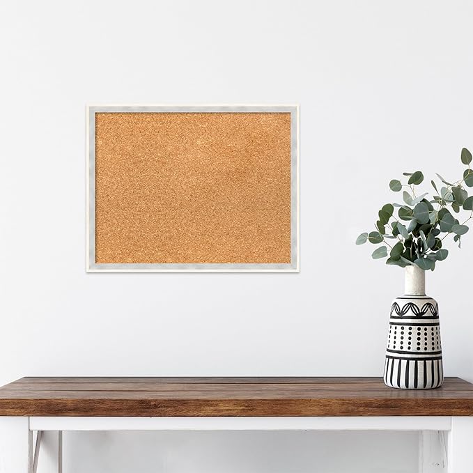 Amanti Art Natural Cork Board for Wall, 15x19 Vision Board with White Frame, Small Corkboard Office Decor for Home Organization, Modern Corkboard Pinboard to Display Items for Home Organization in-DeskLoop Office
