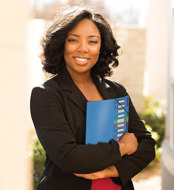 Better Office Products 24 Clear Pocket Expanding File Folder with 12 Colored Tabs, Letter Size, Holds 300 Sheets, Project File Organizer, Numbered Index on Cover,(2 Pack Black & Blue)-DeskLoop Office