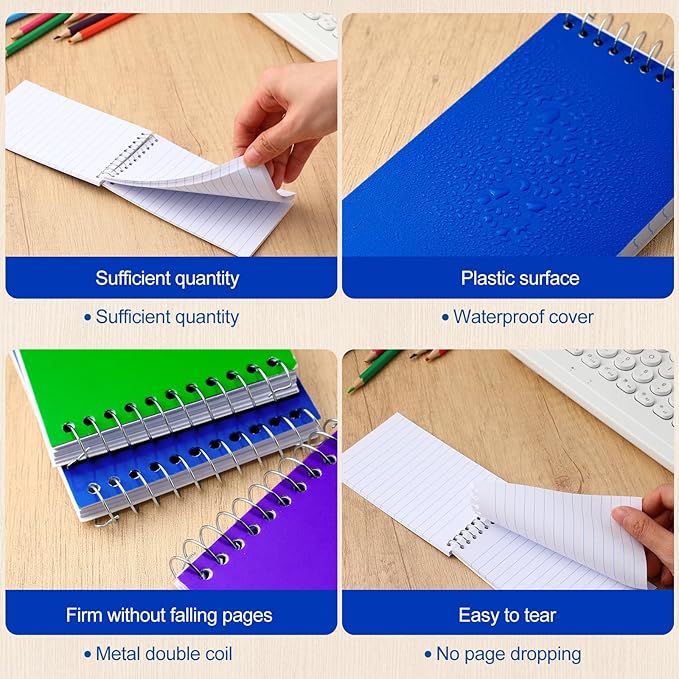 40 Pcs Small Pocket Notebooks 3 x 5 Inch Mini Memo Spiral Notepads Top Bound College Ruled Lined Note Pads for Back School Office Journaling Noting, 75 Sheets/Pad (Dark Color)-DeskLoop Office