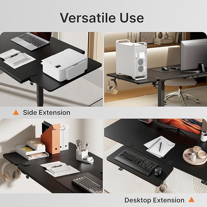 Desk Extender Tray, 28" x 12" Clamp On Desk Shelf, Desk Extension with Laptop Holder, Table Desk Arm Rest, Clamp On Keyboard Tray for Office and Home, Workstation Organizer, Large, Black-DeskLoop Office