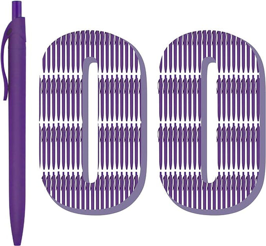 deegtran Pens Bulk, 100 Pack No Bleed Purple Barrel Click Pens, Wholesale Retractable Ballpoint Pens, Pens Medium Point, Smooth Ink Pens, 1.0MM Black Ink-DeskLoop Office