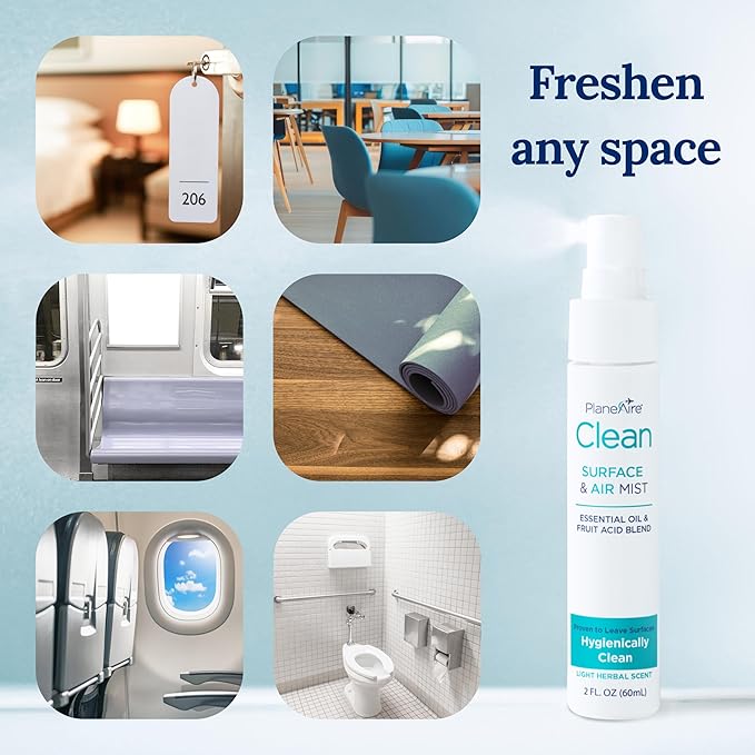 Travel Essentials | Hygiene Kit | Travel Toiletry Kit | Travel Size | Gel Hand Sanitizer 3-Mint Scent | Surface Wipes | Individual Travel Wipes | Surface Cleaner & Air Mist | Made with Essential Oils-DeskLoop Office