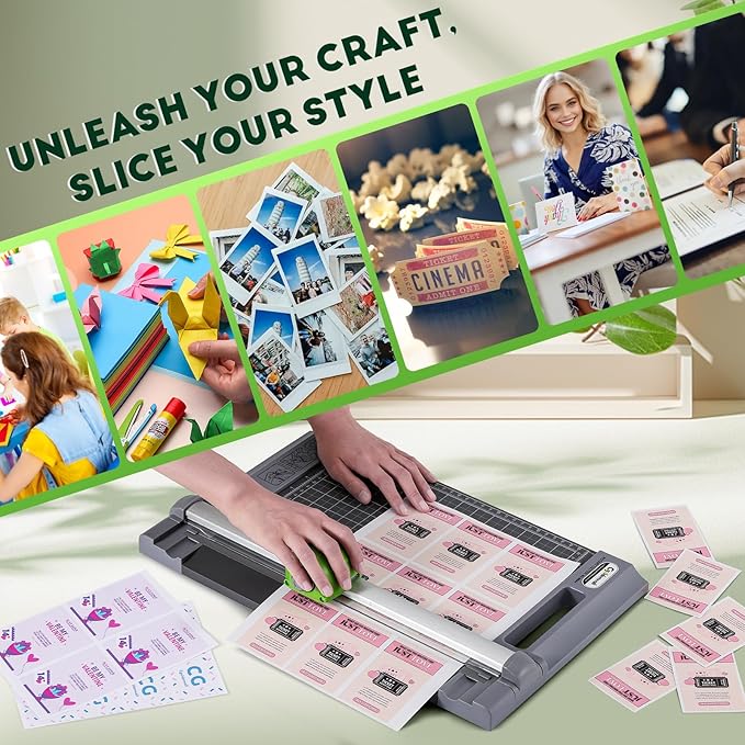 CGOLDENWALL 4-in-1 A4 Rotary Paper Cutter with 4 Blades, for Craft DIY, 12 Sheets, Straight/Perforated/Wavy/Creasing Line, 12.6" Cutting Length, for Photos Tickets Invitations Cards-DeskLoop Office