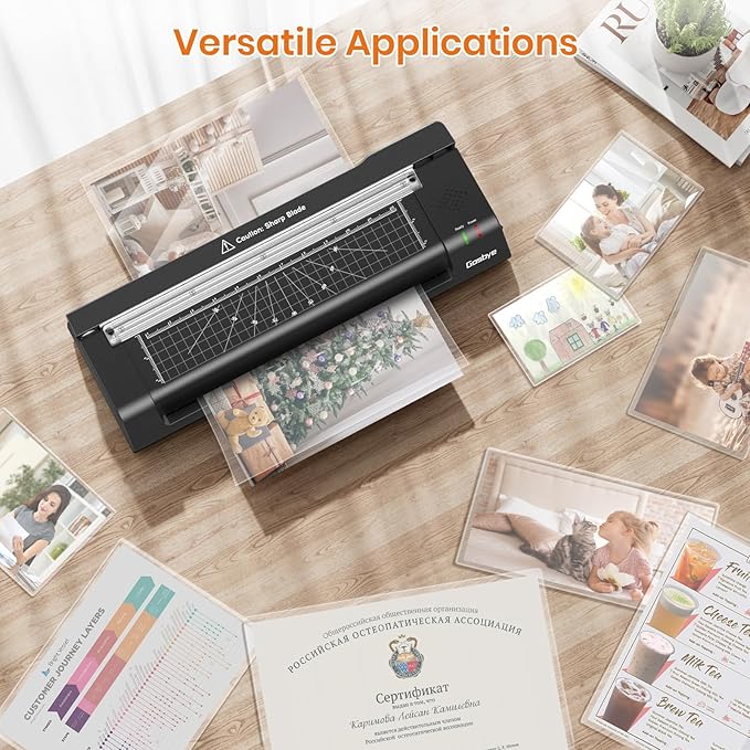 Laminator Machine, 13-Inch Thermal Laminator with Steel Paper Cutter, 13 Laminating Pouches, Corner Rounder, Jam Release Button for Home, Office, School, Teachers, Personal Use, Black-DeskLoop Office