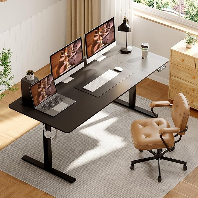 Adjustable Stand Up Desk, Large 71x31 Inches Height Adjustable Standing Desk with Cable Management, Home Office Computer Desk with Memory Preset & Charging USB Port & Sedentary Reminder-DeskLoop Office