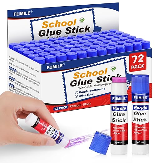 72 Pack Glue Sticks Bulk for Kids, Disappearing Purple Glue Sticks for Classroom and Teacher Supplies.Dries Clear, Non-Toxic, Washable, Back to School Supplies and Classroom Must Haves-DeskLoop Office