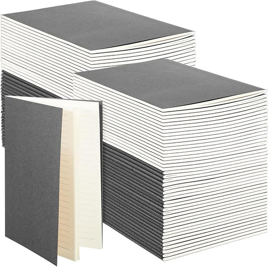 100 Pcs Kraft Notebook Journals 5.5 Inch x 8.3 Inch A5 Softcover Notebooks Bulk for Writing Sketch Office Notepad with 60 Pages 30 Sheets (Multicolor,Lined)(Grey,Lined)-DeskLoop Office
