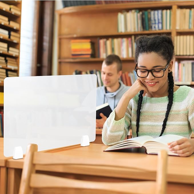 Nisorpa 4PCS Desk Dividers Privacy Desk Panel,Frosted Acrylic Partitions with Clips,Classroom Privacy Shield for Student Desks Protective Noise and Visual Guard for Office,School - 23.6 "L X 15.8 "W-DeskLoop Office