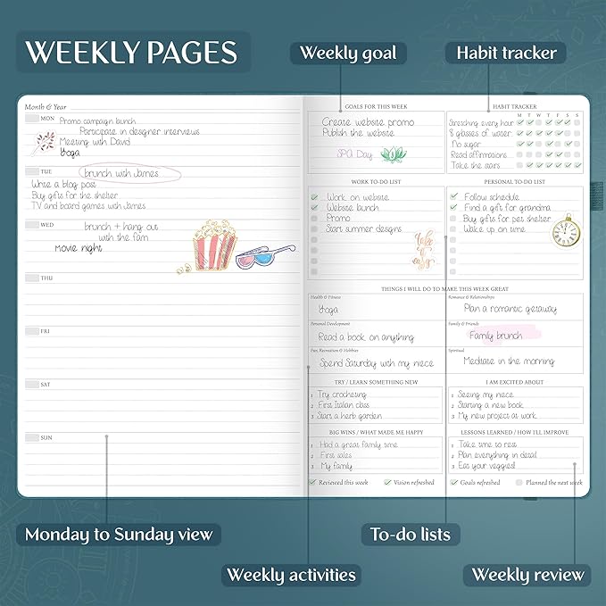 Legend Planner PRO Premium – Large Undated Weekly, Monthly & Budget Planner with Habit Tracker – Life Organizer for Time & Task Management, Goal Setting & Productivity – A4 size (Dark Teal)-DeskLoop Office
