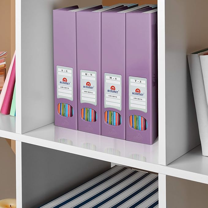 Acrimet Magazine File Holder, Durable Rack, Space-Saving Organizer (Plastic) (Solid Purple Color) (2 pack)-DeskLoop Office