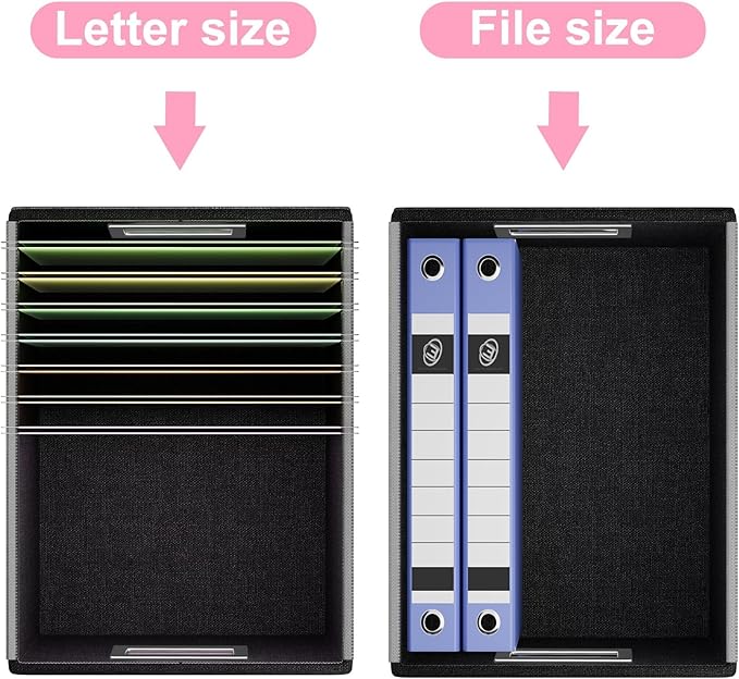 Huolewa File Organizer Box with Lid, Collapsible Leather File Folder Organizer for Office Document Storage, Filing Box with Plastic Slide for Letter/Legal Size Hanging Files, Pink-DeskLoop Office