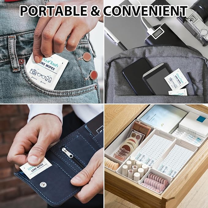 200 Count Lens Wipes for Eyeglasses, Eyeglass Lens Cleaning Wipes Pre-moistened Individually Wrapped Sracth-Free Streak-Free Eye Glasses Cleaner Wipes for Sunglass, Camera Lens, Goggles-DeskLoop Office