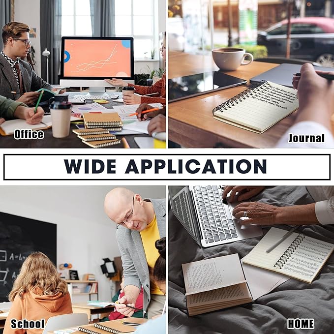 100 Pcs Spiral Memo Pads 5 x 3'' Small Pocket Spiral Journal Notepad Ruled Notebook Sketchbook Kraft Cover Notebooks, 120 Pages for Note Taking Business Office School Supplies (Kraft Color)-DeskLoop Office