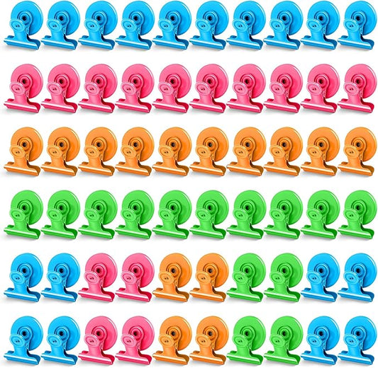 60 Pack Refrigerator Magnets with Clips, Fridge Magnets Whiteboard Magnet Clips, Teacher Classroom Must Haves,Manget Heavy Duty, Best for Photo Displays,Whiteboard,Refrigerator,Locker,Plant-DeskLoop Office