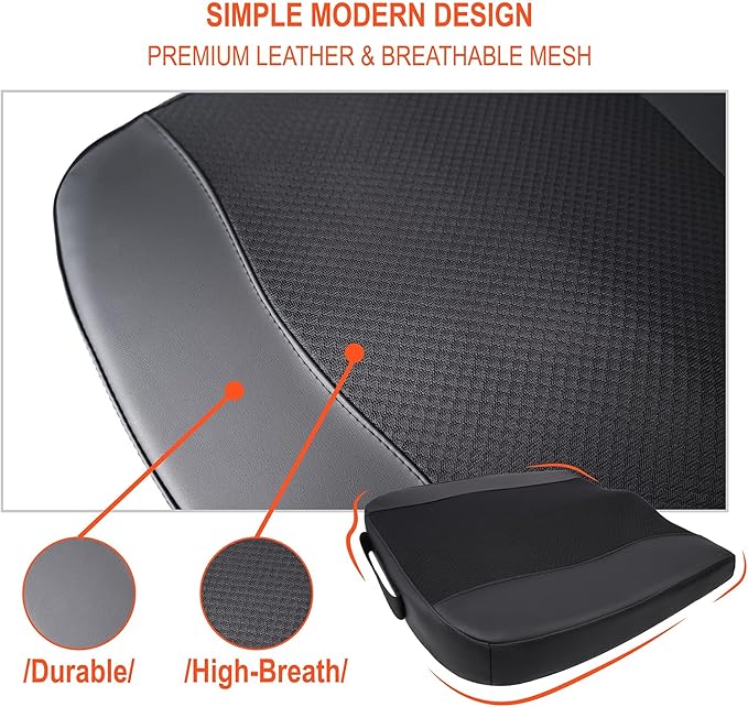 Car Seat Cushion, Comfort Memory Foam Car Cushions for Driving - Sciatica & Lower Back Pain Relief, Driver Seat Pillow for Auto, Office Chair, Wheelchair - Black-DeskLoop Office