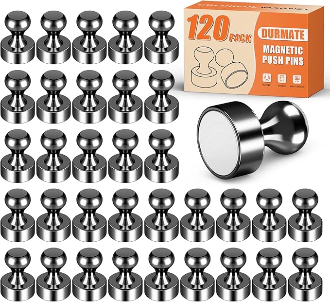 120 PCS Whiteboard Magnets, Small Strong Fridge Magnets, Magnetic White Board for Refrigerator, Black Magnetic Clips Heavy Duty for Kitchen, Office, Gadgets, Classroom, Desk Accessories-DeskLoop Office