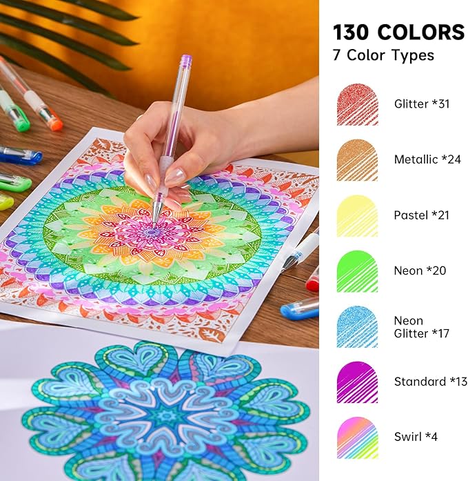 Shuttle Art 260 Pack Gel Pens Set, 130 Colors with 130 Refills for Adults Coloring Books Drawing Crafts Scrapbooking Journaling-DeskLoop Office