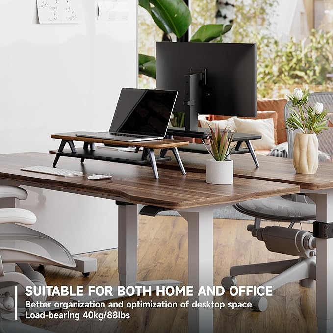 Fenge Monitor Stand, Monitor Stands Riser for Desk, 23.6 Inch Wood Desk Shelf with Storage Organizer and Cable Management for Office Desk Accessories-DeskLoop Office