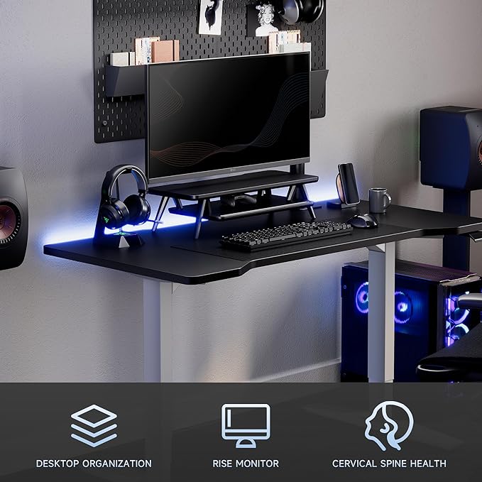 Fenge Monitor Stand, Monitor Stands Riser for Desk, 23.6 Inch Wood Desk Shelf with Storage Organizer and Cable Management for Office Desk Accessories-DeskLoop Office