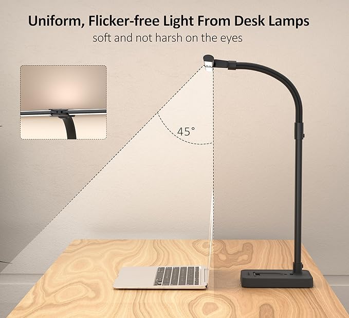 Double Head LED Desk Lamp, Architect Desk Lamps for Home Office, 24W Brightest Workbench Office Lighting-5 Color Modes and 5 Dimmable Eye Protection Modern Desk Lamp (Black-Desktop, Big)-DeskLoop Office