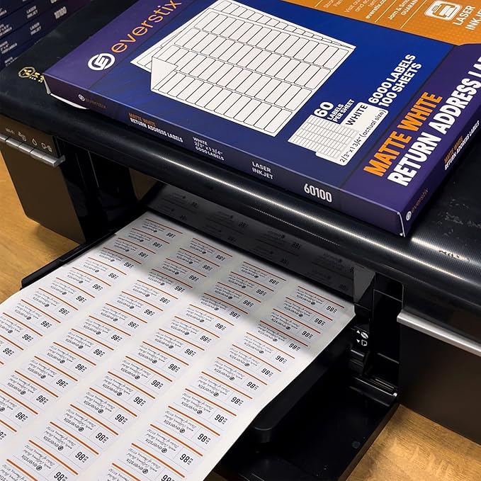 1" x 2-5/8", 25 Sheets, 750 Mailing Address Labels, White Sticker Labels for Laser & Inkjet Printers, Permanent Adhesive-DeskLoop Office