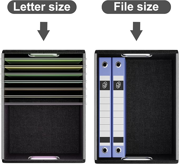 Huolewa Portable Leather File Organizer Boxes with Lids, Collapsible File Folder Organizer Boxes, Decorative Small Filing File Cabinet for Home/Office, Easily Store Documents/Hanging File Folders-DeskLoop Office