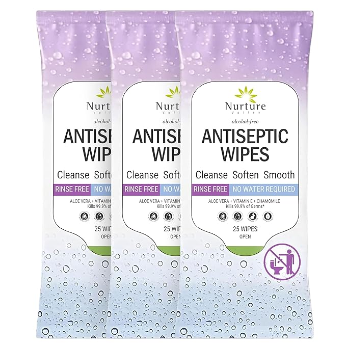 Nurture XL Antibacterial Body & Hand Wipes | Alcohol-Free Antiseptic Wet Sanitizer Towelettes for Germ Removal, Disinfecting Skin, Sanitizing Hands |Cleaning Cloths | Adults & Baby | Thick & Strong-DeskLoop Office