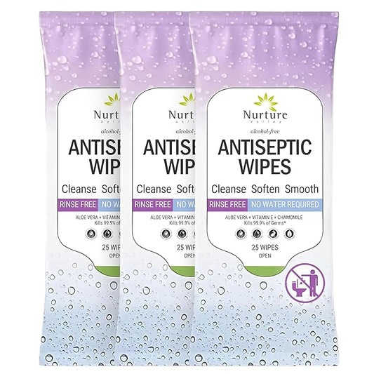 Nurture XL Antibacterial Body & Hand Wipes | Alcohol-Free Antiseptic Wet Sanitizer Towelettes for Germ Removal, Disinfecting Skin, Sanitizing Hands |Cleaning Cloths | Adults & Baby | Thick & Strong-DeskLoop Office