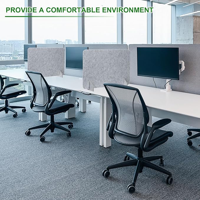 PATIKIL Desk Divider, 2 Set 24 x 16 Inch Acoustic Freestanding Desk Divider Desk Privacy Panel with 4 Pcs Support Feet for Library Office Workstation, Green-DeskLoop Office