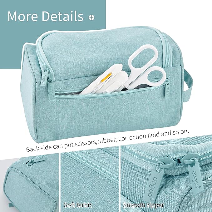 HVOMO Big Capacity Pencil Case High Large Storage Pouch Marker Pen Case Travel Simple Stationery Bag School College Office Organizer for Teens Girls Adults Student(Green)-DeskLoop Office