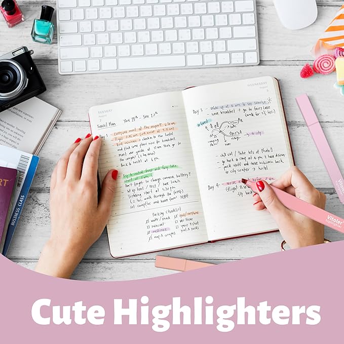 Highlighters Assorted Colors,10Pcs Pastel Highlighter No Bleed,Chisel Tip Bible Highlighters,Book Highlighter Bible Study Supplies-DeskLoop Office