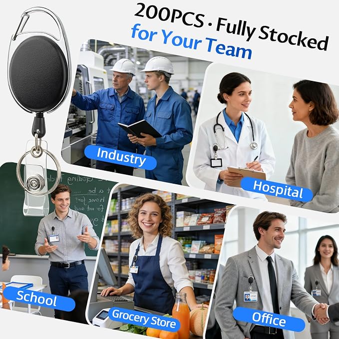 Simetufy 200 Pack Retractable Badge Reels - Image 7