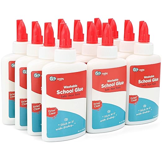 Liquid Glue (12 Pack) - 4 oz Washable School Glue, Bulk, Non-Toxic for Kids, for Slime, Arts and Crafts - by Enday-DeskLoop Office