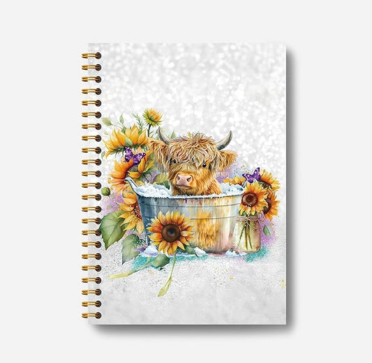 Highland Cow Notebook Journal - Sunflower Notebook, Summer Sunflower Journal Notebook 5.5×8.3, Highland Cow Gifts, Cow Gifts for Women, 164 Pages-DeskLoop Office