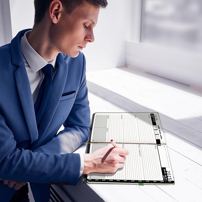 Ensight 2025-2026 HARDCOVER Leather Planner Weekly & Monthly - 8.5x11 Inches - Academic Planner Business Personal or Student - Pen Holder, Thick Paper, July 2025 - June 2026 (Olive Green)-DeskLoop Office