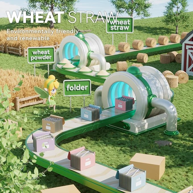 Accordion File Organizer, 13 Pockets Wheat Straw Expanding File Folder, Portable Monthly Paper Bill Tax Receipt Organizer, Letter A4 Size Document Holder with Colorful Tab - Sky Blue-DeskLoop Office