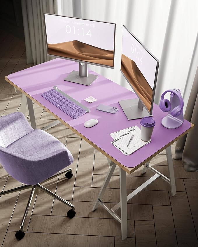 YSAGi Leather Desk Pad Protector, Office Desk Mat, Large Mouse Pad, Non-Slip PU Leather Desk Blotter, Laptop Desk Pad, Waterproof Desk Writing Pad for Office and Home (Taro Purple, 47.2" x 23.6")-DeskLoop Office
