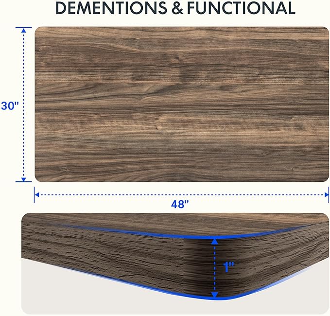 FLEXISPOT EN2 Whole-Piece Standing Desk with Clamp Power Strip, 48 x 30 Electric Stand Up Height Adjustable Desk with Cable Management (White Frame + 48" Black Walnut Desktop, 2 Packages)-DeskLoop Office