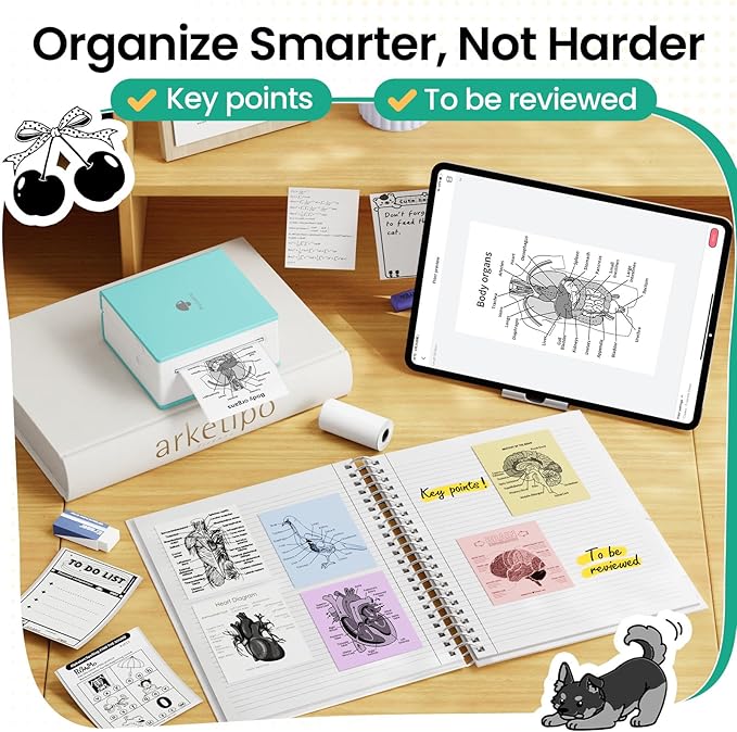 Phomemo Mini Sticker Printer- Mini Printer Sticker Maker Machine M02, Print Pods Suitable for Student Name Label, Study Notes, Creative DIY, Diaries, Portable Thermal Printer for School/Home/Office-DeskLoop Office