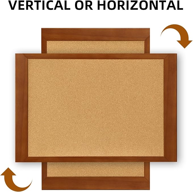 Cork Boards for Wall 16” x 24”, Extra Wide Wooden Framed Bulletin Board, Decorative Hanging Pin Board, Corkboards for Wall Notice Board Memo Board for Home, School, Office, Two-Sides Cork-DeskLoop Office