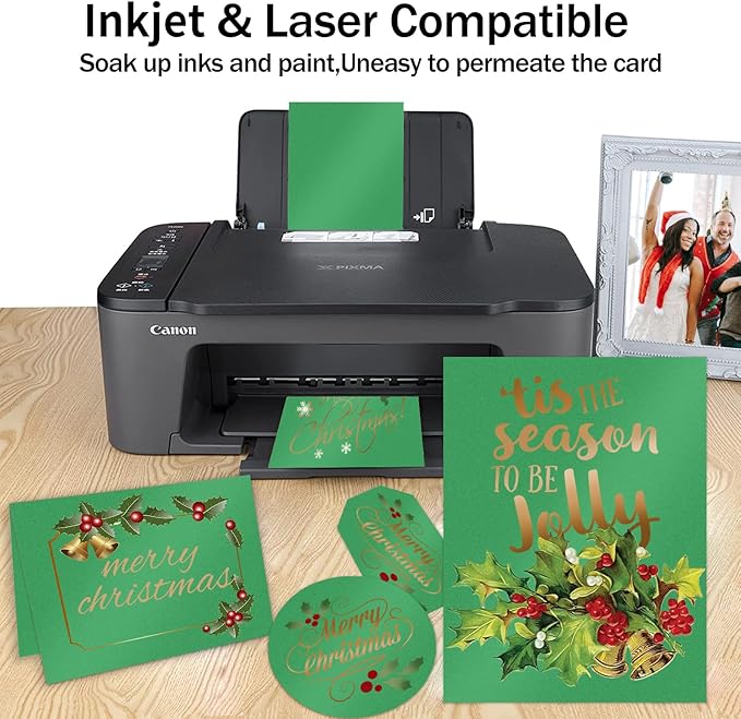 Goefun 100 Sheets Green Shimmer Cardstock 8.5 x 11, 80lb Card Stock Printer Paper for Christmas, Invitations, Certificates, Crafts, Card Making-DeskLoop Office