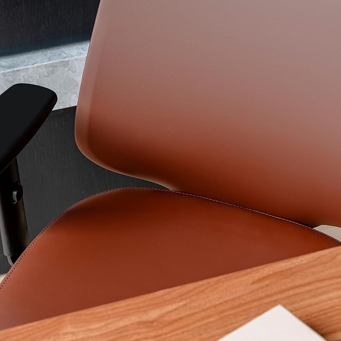 Branch Daily Chair - Vegan Leather Office Chair with Swivel, Lumbar Rest, and Adjustable Armrests - Comfortable Seating for Improved Posture and Productivity - Mahogany-DeskLoop Office