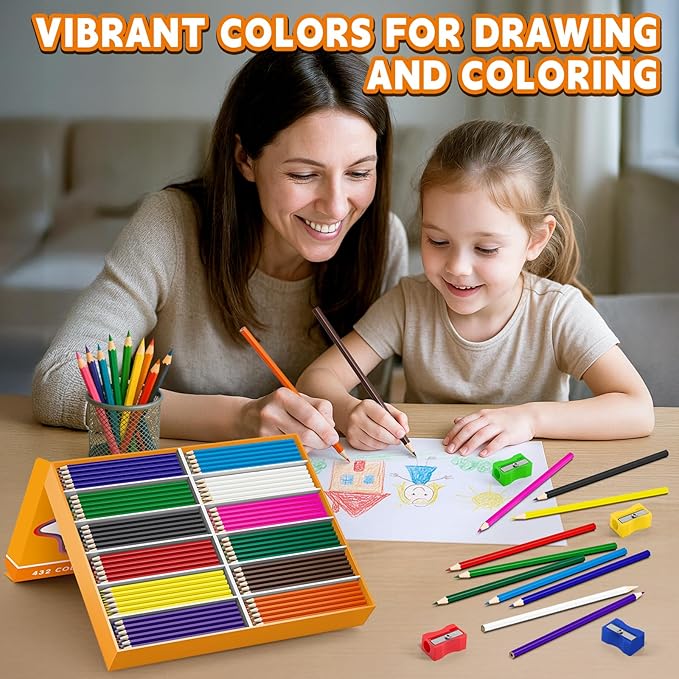432 Count Colored Pencils Bulk, Colored Pencils for Kids, Pre-sharpened Color Pencils Set 12 Colors, Coloring Pencil Bulk for Teachers School Supplies, Back to School Classroom Prizes Gifts-DeskLoop Office